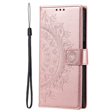 SKALO Samsung S24 Ultra Mandala lompakkokotelo - Ruusukulta