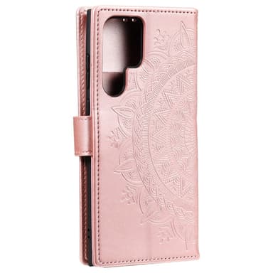 SKALO Samsung S24 Ultra Mandala lompakkokotelo - Ruusukulta