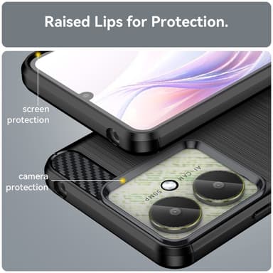 SKALO Xiaomi Redmi 13C 4G Armor Carbon Iskunkestävä TPU suojakuori - Musta