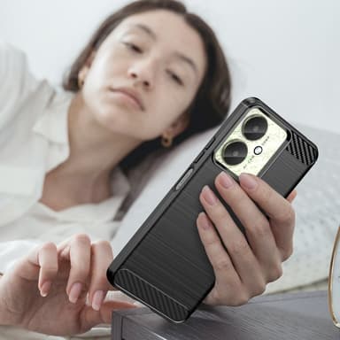 SKALO Xiaomi Redmi 13C 4G Armor Carbon Iskunkestävä TPU suojakuori - Musta