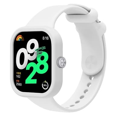 SKALO Silikoniranneke ja Suojakuori Xiaomi Redmi Watch 4 - Valkoinen