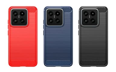 SKALO Xiaomi 14 5G Armor Carbon Iskunkestävä TPU suojakuori - Punainen