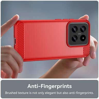 SKALO Xiaomi 14 5G Armor Carbon Iskunkestävä TPU suojakuori - Punainen