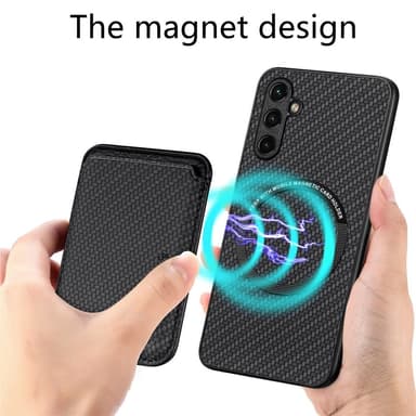 SKALO Samsung A54 5G Carbon Fiber Suojakuori korttipidikkeellä - Musta