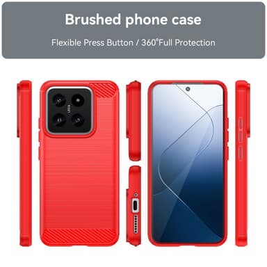 SKALO Xiaomi 14 5G Armor Carbon Iskunkestävä TPU suojakuori - Punainen