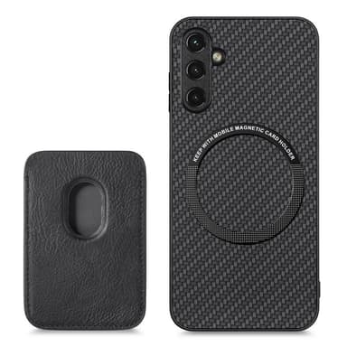 SKALO Samsung A54 5G Carbon Fiber Suojakuori korttipidikkeellä - Musta