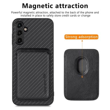 SKALO Samsung A54 5G Carbon Fiber Suojakuori korttipidikkeellä - Musta