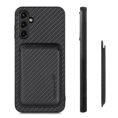 SKALO Samsung A54 5G Carbon Fiber Suojakuori korttipidikkeellä - Musta