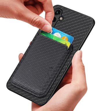 SKALO Samsung A54 5G Carbon Fiber Suojakuori korttipidikkeellä - Musta