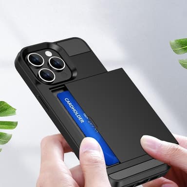 SKALO iPhone 15 Pro Max Armor Suojakuori korttikotelo - Musta