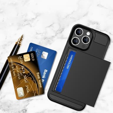 SKALO iPhone 15 Pro Max Armor Suojakuori korttikotelo - Musta