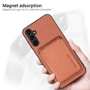 SKALO Samsung A54 5G Carbon Fiber Suojakuori korttipidikkeellä - Musta