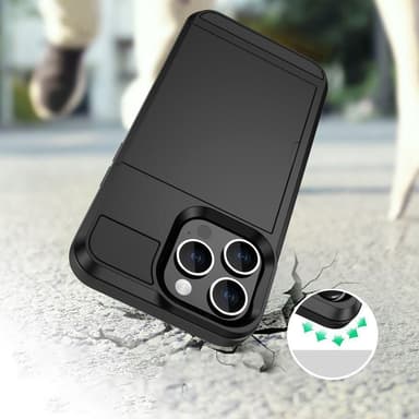 SKALO iPhone 15 Pro Max Armor Suojakuori korttikotelo - Musta