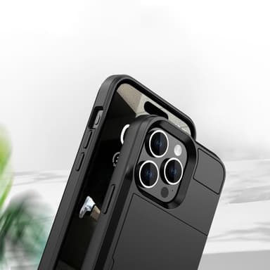 SKALO iPhone 15 Pro Max Armor Suojakuori korttikotelo - Musta