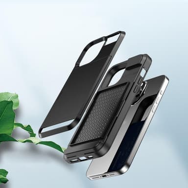 SKALO iPhone 15 Pro Max Armor Suojakuori korttikotelo - Musta