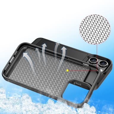 SKALO iPhone 15 Pro Max Armor Suojakuori korttikotelo - Musta