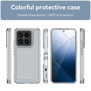 SKALO Xiaomi 14 5G Läpinäkyvä TPU Metal Buttons Suojakuori - Läpinäkyvä