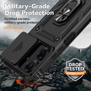 SKALO Xiaomi Redmi 13C 4G Armor hybridi metallirengas kameran liukusäädin - Musta