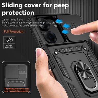 SKALO Xiaomi Redmi 13C 4G Armor hybridi metallirengas kameran liukusäädin - Musta