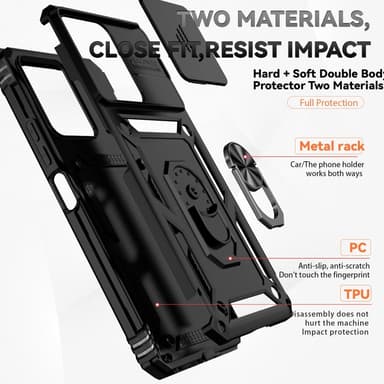 SKALO Xiaomi Redmi 13C 4G Armor hybridi metallirengas kameran liukusäädin - Musta