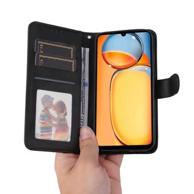 SKALO Xiaomi Redmi 13C 4G PU-nahkainen Lompakkokotelo - Musta