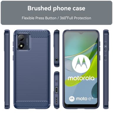 SKALO Motorola Moto E13 4G Armor Carbon Iskunkestävä TPU suojakuori - Sininen