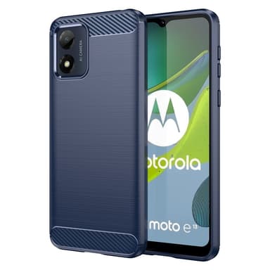 SKALO Motorola Moto E13 4G Armor Carbon Iskunkestävä TPU suojakuori - Sininen