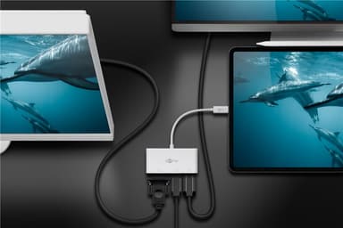 USB-C™-moniporttinen sovitin, jossa VGA, DisplayPort™, HDMI™