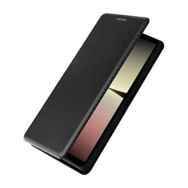 SKALO Sony Xperia 10 V Carbon Fiber Lompakkokotelo - Musta