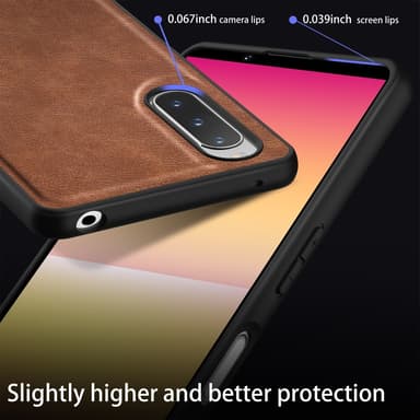 SKALO Sony Xperia 10 V PU-nahka Hybridi Suojakuori - Ruskea