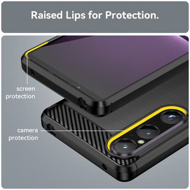 SKALO Sony Xperia 1 V Armor Carbon Iskunkestävä TPU suojakuori - Musta