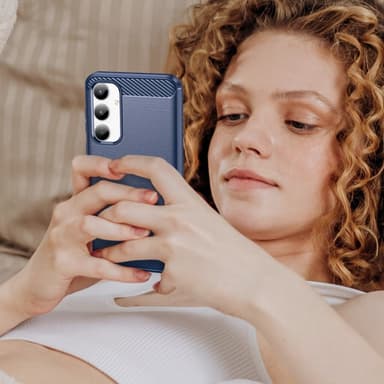 SKALO Samsung A35 5G Armor Carbon Iskunkestävä TPU suojakuori - Sininen
