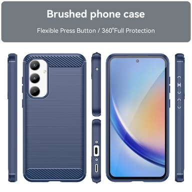 SKALO Samsung A35 5G Armor Carbon Iskunkestävä TPU suojakuori - Sininen
