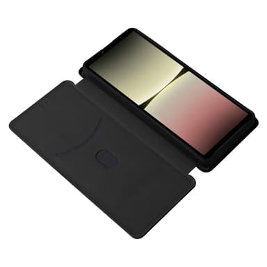 SKALO Sony Xperia 10 V Carbon Fiber Lompakkokotelo - Musta