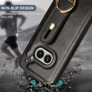 SKALO Nothing Phone (2a) PU-nahkakuori käsivarsinauhalla - Musta