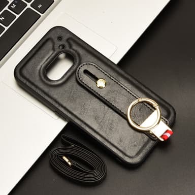 SKALO Nothing Phone (2a) PU-nahkakuori käsivarsinauhalla - Musta