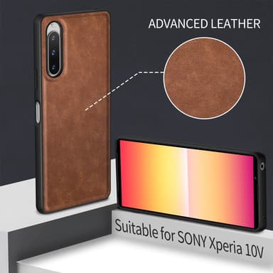 SKALO Sony Xperia 10 V PU-nahka Hybridi Suojakuori - Ruskea