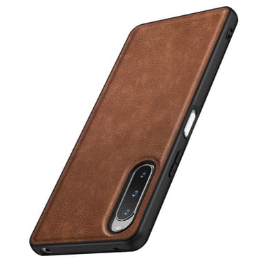 SKALO Sony Xperia 10 V PU-nahka Hybridi Suojakuori - Ruskea