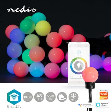 Nedis SmartLife-koristevalot | Partylight | Wi-Fi | RGB | 48 LED's | 10.8 m | Android™ / IOS | Polttimon halkaisija: 30 mm