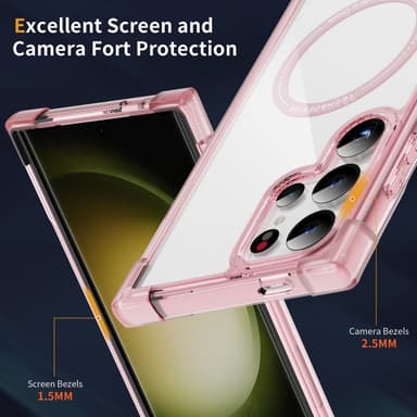 SKALO Samsung S24 Ultra Erittäin vahva magneettinen rengas Bumper TPU-kuori - Pinkki