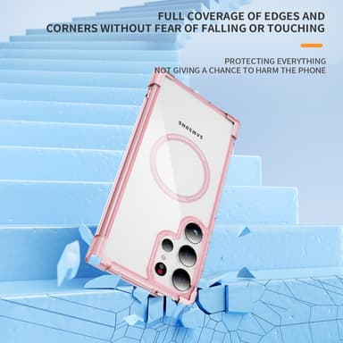 SKALO Samsung S24 Ultra Erittäin vahva magneettinen rengas Bumper TPU-kuori - Pinkki