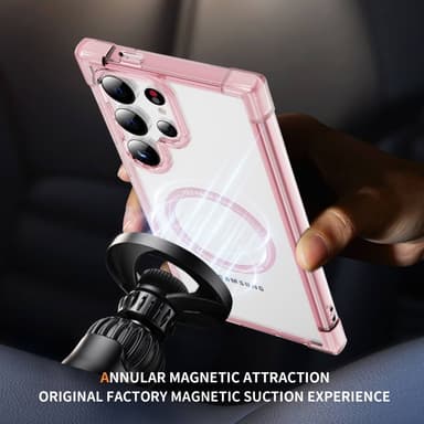 SKALO Samsung S24 Ultra Erittäin vahva magneettinen rengas Bumper TPU-kuori - Pinkki