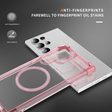 SKALO Samsung S24 Ultra Erittäin vahva magneettinen rengas Bumper TPU-kuori - Pinkki