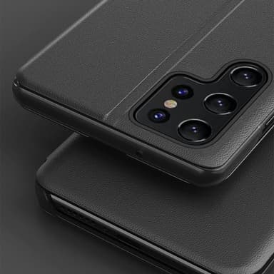 SKALO Samsung S24 Ultra Clear View Window Case - Musta