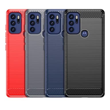 SKALO Moto G60S Armor Carbon Iskunkestävä TPU suojakuori - Punainen