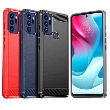 SKALO Moto G60S Armor Carbon Iskunkestävä TPU suojakuori - Punainen