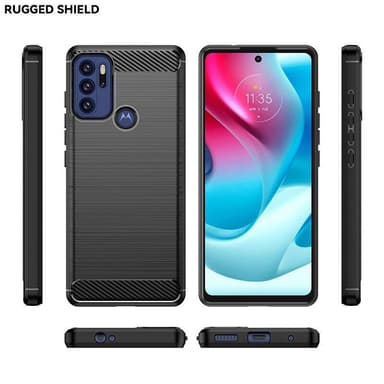 SKALO Moto G60S Armor Carbon Iskunkestävä TPU suojakuori - Punainen