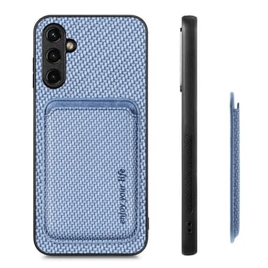 SKALO Samsung A54 5G Carbon Fiber Suojakuori korttipidikkeellä - Sininen