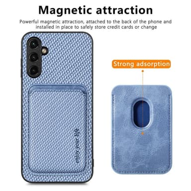 SKALO Samsung A54 5G Carbon Fiber Suojakuori korttipidikkeellä - Sininen