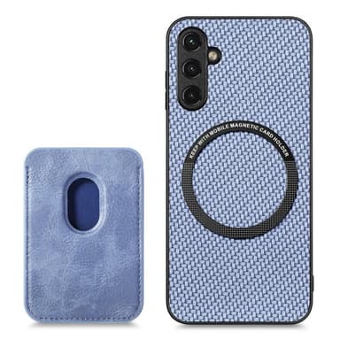 SKALO Samsung A54 5G Carbon Fiber Suojakuori korttipidikkeellä - Sininen
